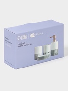 Аксессуары для ванной SAVANNA Stone gray, 4 предмета, дозатор для мыла 390 мл, 2 стакана, мыльница, белые - Фото 9