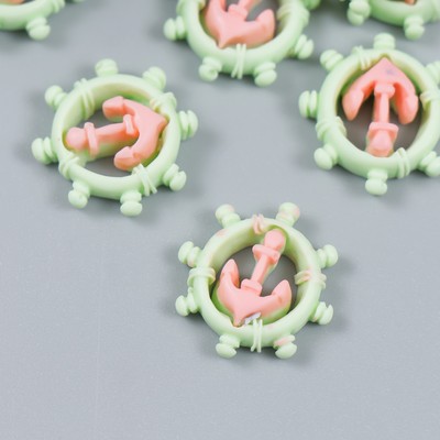 Пластиковый декоративный элемент «Арт Узор. Якорь и штурвал», 1.6×1.5 см