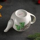 Чайник фарфоровый заварочный Доляна «Новый Год. Ёлка», 800 мл, цвет белый - Фото 4