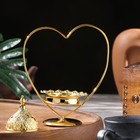 Курильница для благовоний порошковых и конусов "Сердце", золотистый, 14,5х13,5 см - фото 8790837