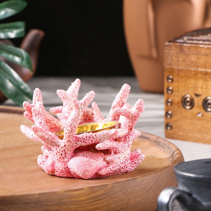 Подставка для благовоний порошковых и конусов "Коралл", розовый, 6,3х10 см - Фото 1