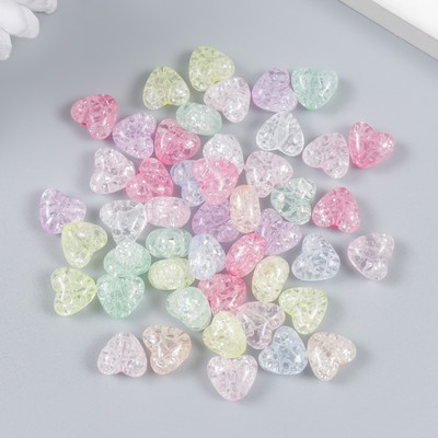 Бусины для рукоделия и плетения «Арт Узор. Сердца битое стекло», 20 г, пластик, 0.6×1×1 см