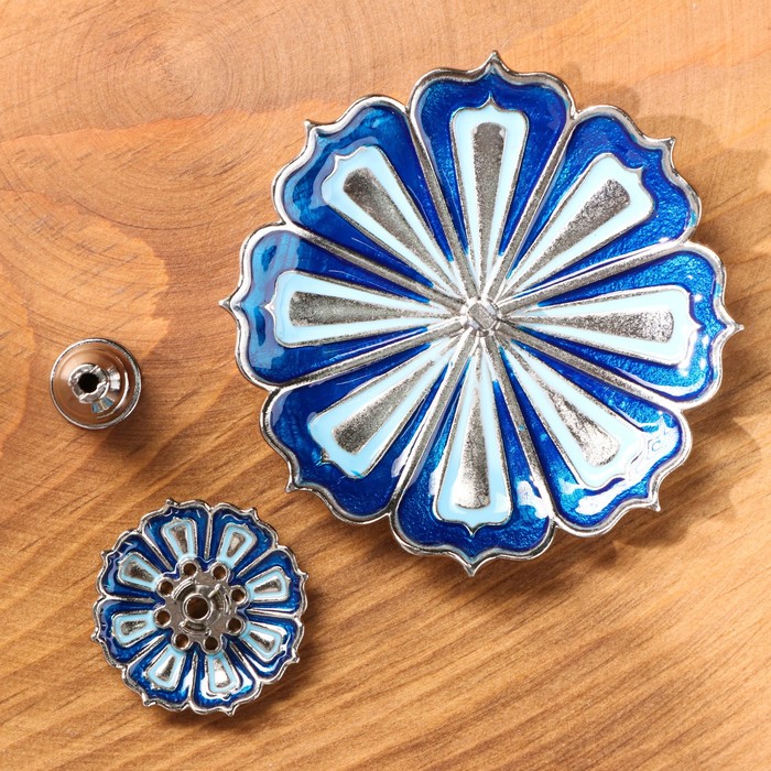 Подставка для благовоний "Цветок лотоса", 8,8 х 3 см, эмаль синий - фото 1907545050