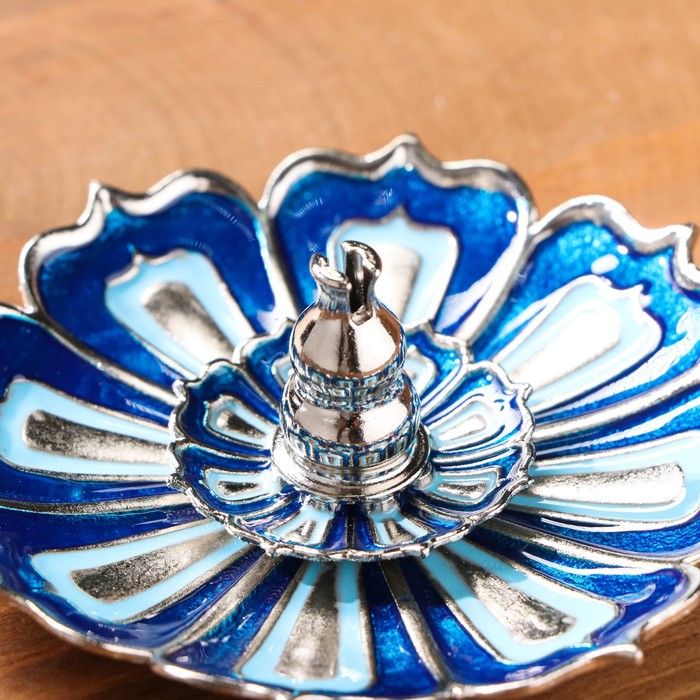 Подставка для благовоний "Цветок лотоса", 8,8 х 3 см, эмаль синий - фото 1907545051