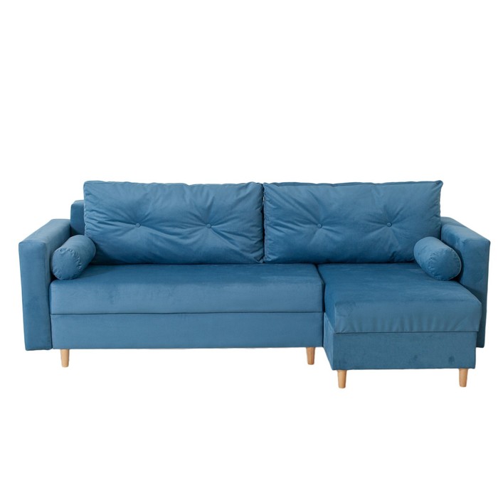 Угловой диван «Киото», механизм еврокнижка, угол универсальный, велюр, цвет синий - Фото 1