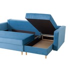 Угловой диван «Киото», механизм еврокнижка, угол универсальный, велюр, цвет синий - Фото 3