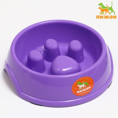 Миска для медленного кормления «Лапа», 400 мл, фиолетовая