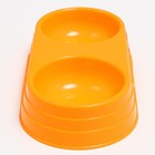 Миска пластиковая двойная "Дуэт", 24 х 12,5 х 4,5 см, оранжевая - Фото 4