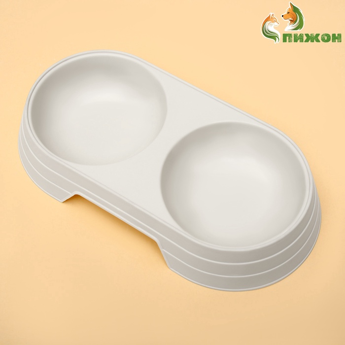 Миска двойная «Дуэт», 24×12.5×4.5 см, пластик, белая - Фото 1