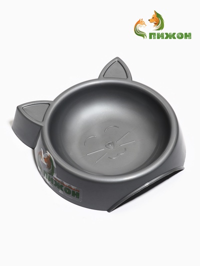 Миска «Кошачьи ушки», 200 мл, 15×3.7 см, пластик, серая