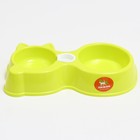 Миска двойная "Киска" под бутылку 300 мл/100 мл, зелёная - фото 21807283
