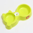 Миска двойная "Киска" под бутылку 300 мл/100 мл, зелёная - фото 21807284