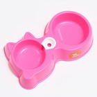 Миска двойная "Киска" под бутылку 300 мл/100 мл, фиолетовая - фото 21807288