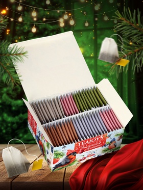 Чай новогодний подарочный в пакетиках, 5 вкусов, 50 п × 2 г