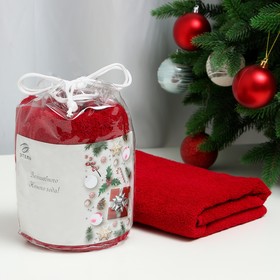 Полотенце подарочное Этель "Волшебного Нового года" вишнёвый, 50х90см, 100% хл, 340 г/м2