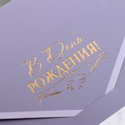 Конверт для денег "В День Рождения!" серый, бархат, тиснение, 19х9 см - Фото 2