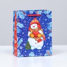 Пакет подарочный "Влюблённый снеговик", 11,5 х 14,5 х 6,5 см - фото 321365278