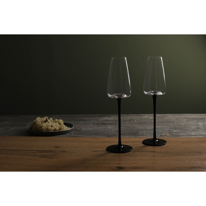Бокал стеклянный для шампанского Magistro «Амьен», 240 мл, длина ножки 15,1 см, цвет чёрный - фото 1907546385