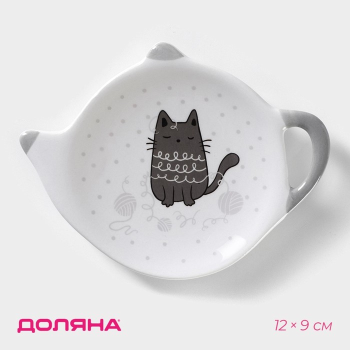 Подставка под чайный пакетик Доляна «Уютные коты», 12×9 см - Фото 1