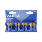Батарейка алкалиновая Varta LongLife Power, AA, LR6-8BL, 1.5В, блистер, 8 шт. - Фото 1