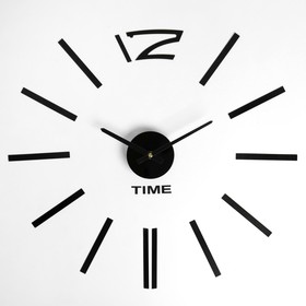 Часы-наклейка, серия: DIY, "Кайро", плавный ход, d-30 см, 1 ААА, черные
