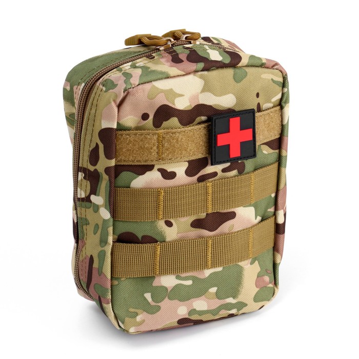 Аптечка тактическая-подсумок, камуфляж мультикам, 15×19 см, бежевая/зелёная - Фото 1