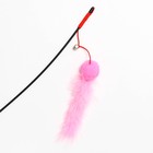 Дразнилка-удочка с мягким шариком и меховым хвостом, розовая - фото 7794775