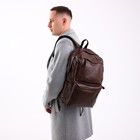 Рюкзак мужской из искусственной кожи на молнии, цвет коричневый - Фото 6