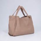 Сумка женская тоут на кнопке, косметичка на молнии, цвет бежевый - фото 21811875