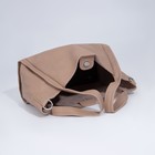 Сумка женская тоут на кнопке, косметичка на молнии, цвет бежевый - фото 21811879