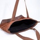 Сумка-шопер на молнии, наружный карман, цвет коричневый - Фото 6