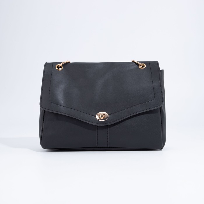 Сумка женская на клапане, цвет чёрный - Фото 1