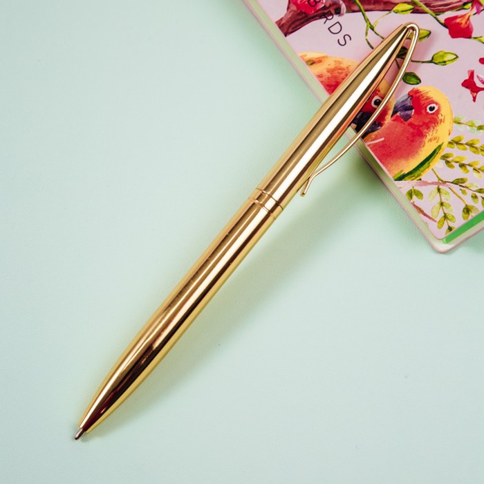 Ручка шариковая поворотная MESHU Gold, синий стержень, металлический корпус - Фото 1