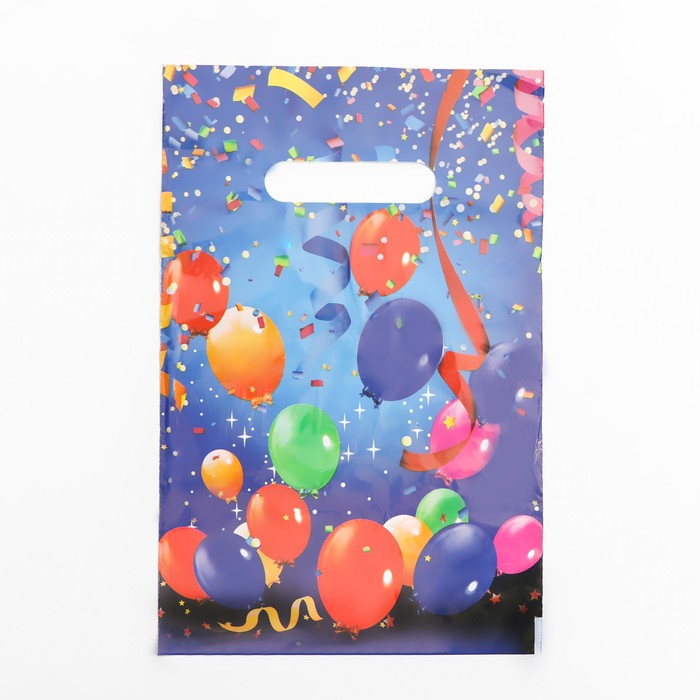 Пакет полиэтиленовый «Праздничные шары», с вырубной ручкой, 20×30 см, 30 мкм - Фото 1
