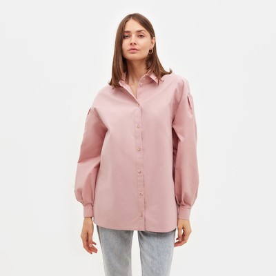 Рубашка женская с объёмными рукавами MINAKU: Casual Collection, размер 50, тёмно-розовый