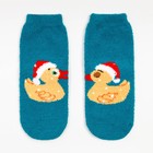 Носки женские новогодние махровые «Уточки», цвет голубой, размер 36-40 - фото 33626435