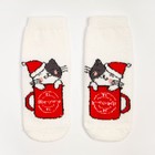 Носки женские махровые «Котик в кружке», цвет белый, размер 36-40 - фото 23286537