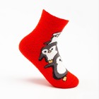 Носки женские махровые «Пингвинята», цвет красный, размер 36-40 - фото 320437948