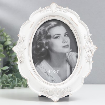 Фоторамка для фото 10×14.5 см «Ажурные акценты», полистоун, белая, 16.5×21.5 см
