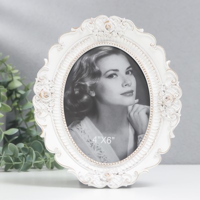 Фоторамка для фото 10×14 см «Цветочные узоры», полистоун, белая, 15.5×19.5 см