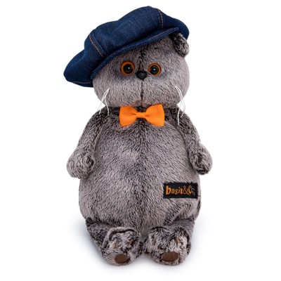 Мягкая игрушка «Кот Басик в джинсовой кепке», 19 см