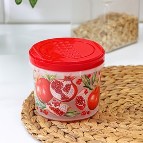 Банка для хранения продуктов Asti, с завинчивающейся крышкой, 700 мл, с декором, прозрачная с рисунком, крышка красная