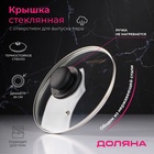 Крышка стеклянная для сковороды и кастрюли «Доляна», d=20 см, нержавеющий обод, пластиковая ручка 9293623 - фото 16242767