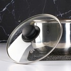 Крышка стеклянная для сковороды и кастрюли «Доляна», d=22 см, нержавеющий обод, пластиковая ручка - Фото 2