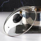 Крышка для сковороды и кастрюли Доляна, d=24 см, нержавеющий обод, пластиковая ручка, стекло, прозрачная - Фото 2