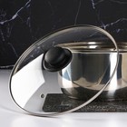 Крышка стеклянная для сковороды и кастрюли «Доляна», d=28 см, нержавеющий обод, пластиковая ручка - фото 4610984