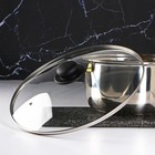 Крышка стеклянная для сковороды и кастрюли «Доляна», d=32 см, нержавеющий обод, пластиковая ручка - фото 4364559