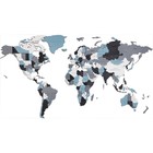 EWA Деревянная Карта Мира настенная, объемная 3 уровня, цвет дымчатый - фото 2175728