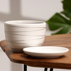 Горшок для цветов «Магнолия», 500 мл, d=13 см, h=10 см, керамика, с поддоном, белый - Фото 2