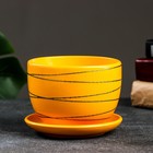 Горшок для цветов «Магнолия», 500 мл, d=13 см, h=10 см, керамика, с поддоном, оранжевый - Фото 2